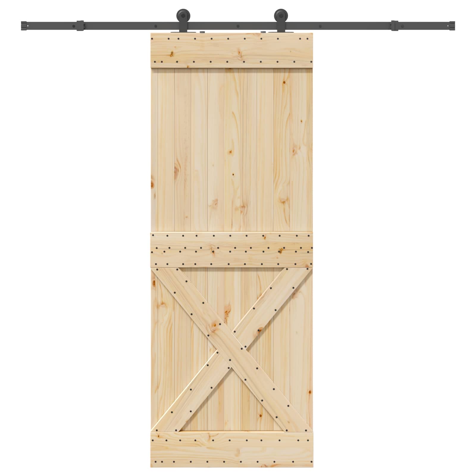 Schiebetür NARVIK Natürlich und Schwarz 70 x 210 cm (213,5 cm)