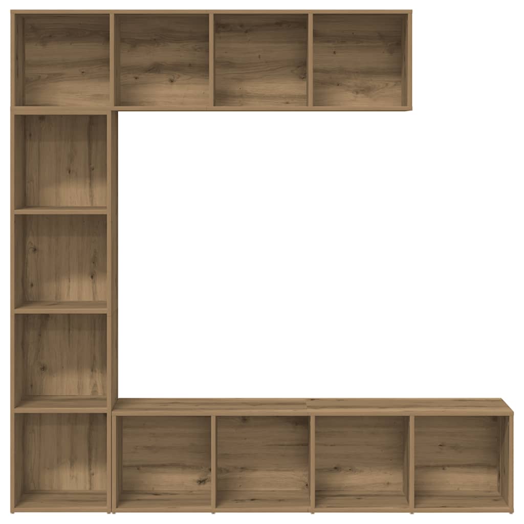 3-tlg. Bücher-/TV-Schrank Set Weiß 180×30×180 cm