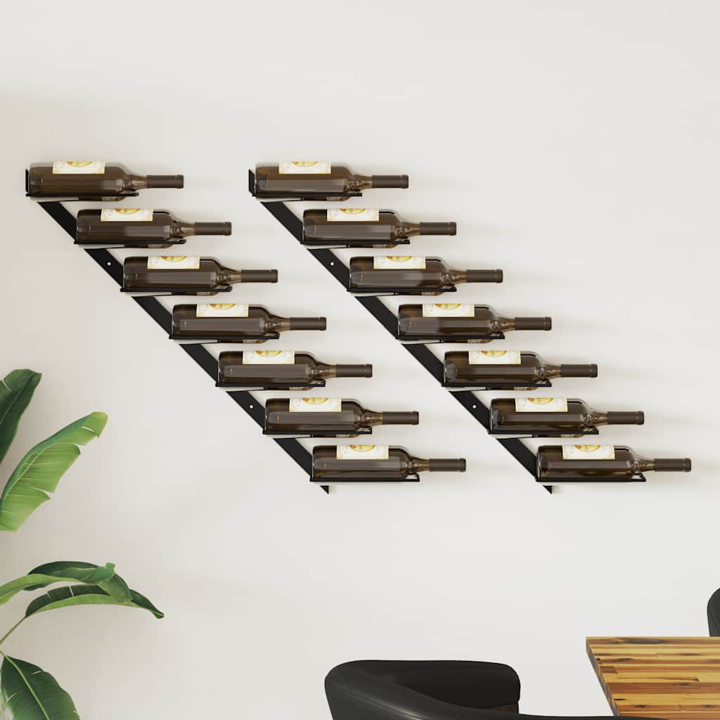Wand-Weinregal für 7 Flaschen Schwarz Metall