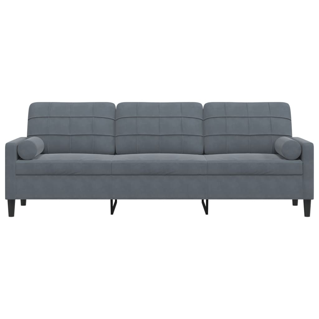 2-Sitzer-Sofa mit Zierkissen Hellgrau 120 cm Samt