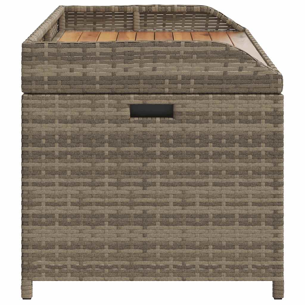 Bank mit Stauraum Schwarz 100x50x52 cm Poly Rattan Akazienholz