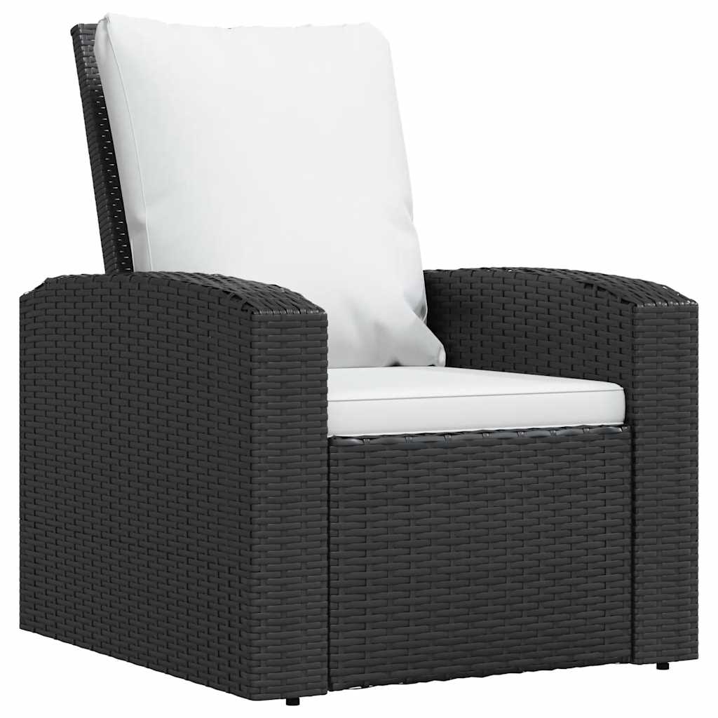 Gartensessel Verstellbar mit Kissen Hellbraun Poly Rattan