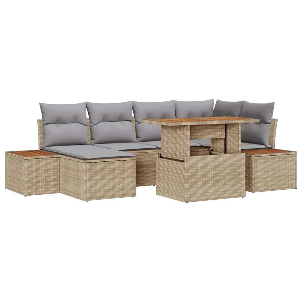 Garten Essgruppe mit Kissen 7 pcs Schwarz und Beige