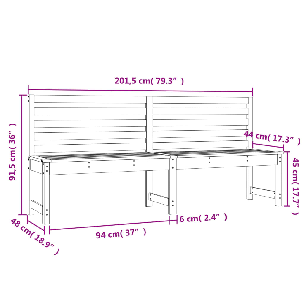 Gartenbank 109 cm Massivholz Kiefer
