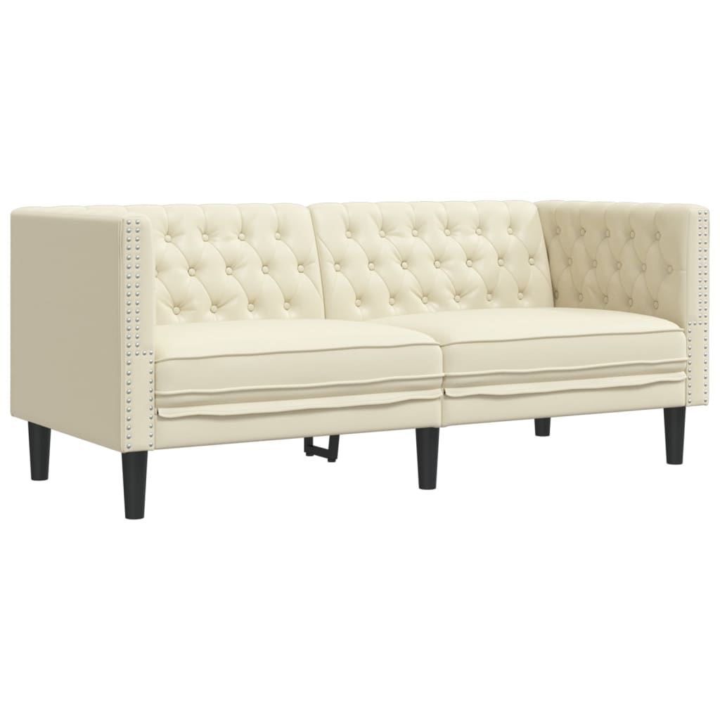 3-tlg. Chesterfield-Sofa-Set Schwarz Kunstleder