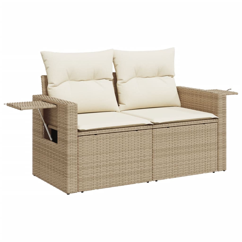 14-tlg. Garten-Sofagarnitur mit Kissen Schwarz Poly Rattan
