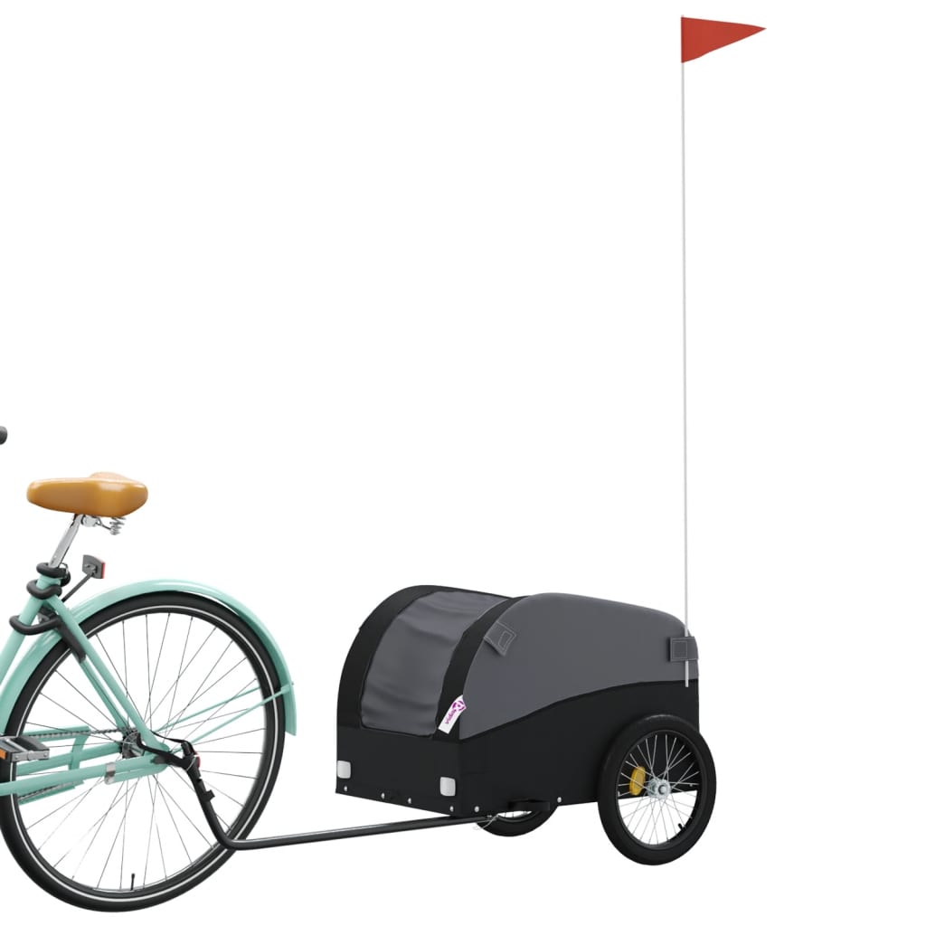 Fahrradanhänger Schwarz und Orange 30 kg Eisen