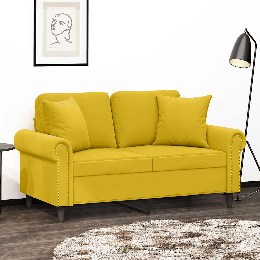 2-Sitzer-Sofa mit Zierkissen Dunkelgrün 120 cm Samt