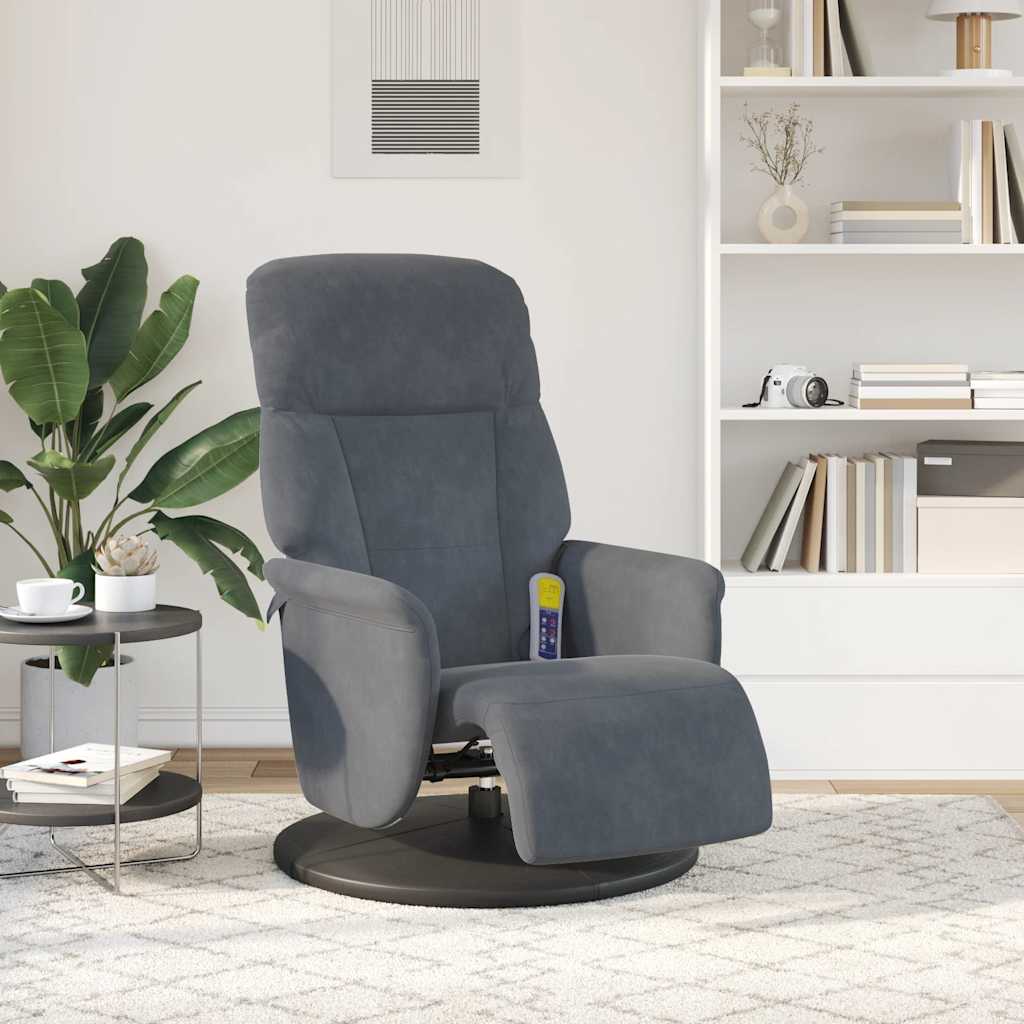 Massagesessel mit Fußteil Blau Samt