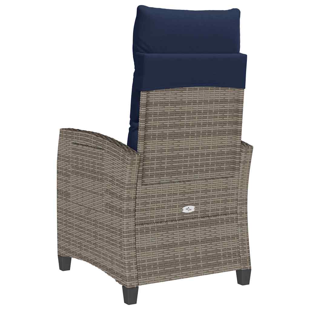 Gartensessel mit Beistelltisch Verstellbar Schwarz Poly Rattan
