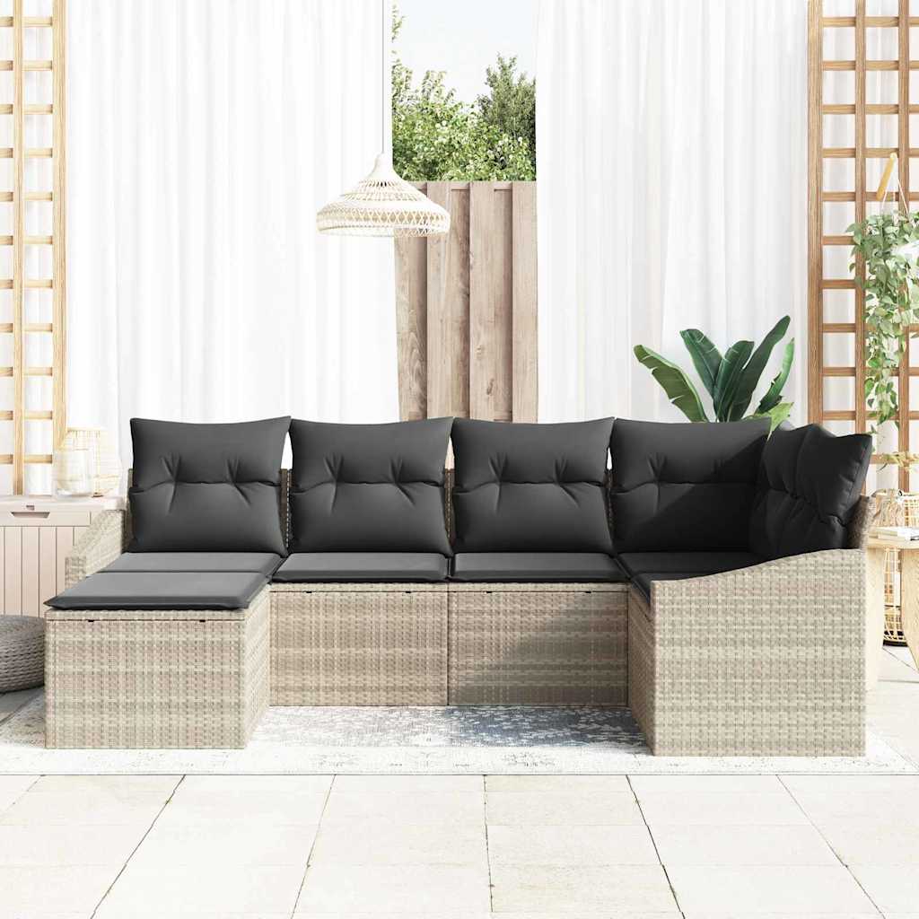 Garten Essgruppe mit Kissen 6 pcs Schwarz und Creme