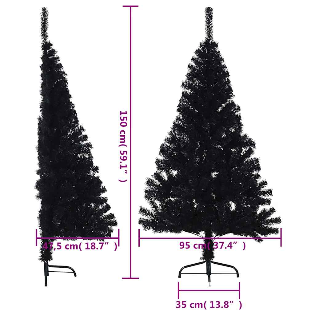 Künstlicher Halb-Weihnachtsbaum mit Ständer Grün 150 cm PVC