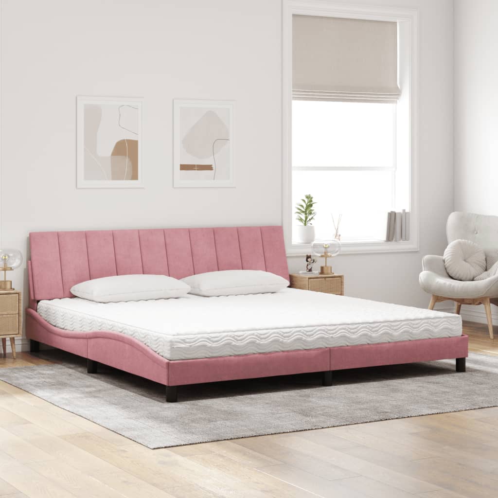 Bett mit Matratze "Hanko" Hellgrau 80x200 cm Samt