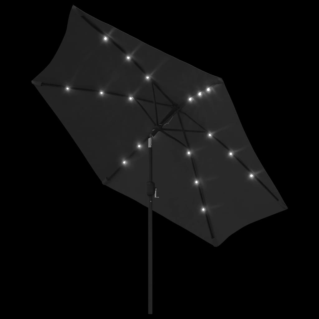Sonnenschirm mit LED-Beleuchtung Stahl-Mast 300 cm Bordeauxrot