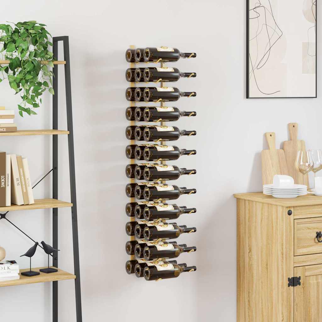 Wand-Weinregal für 24 Flaschen Schwarz Eisen