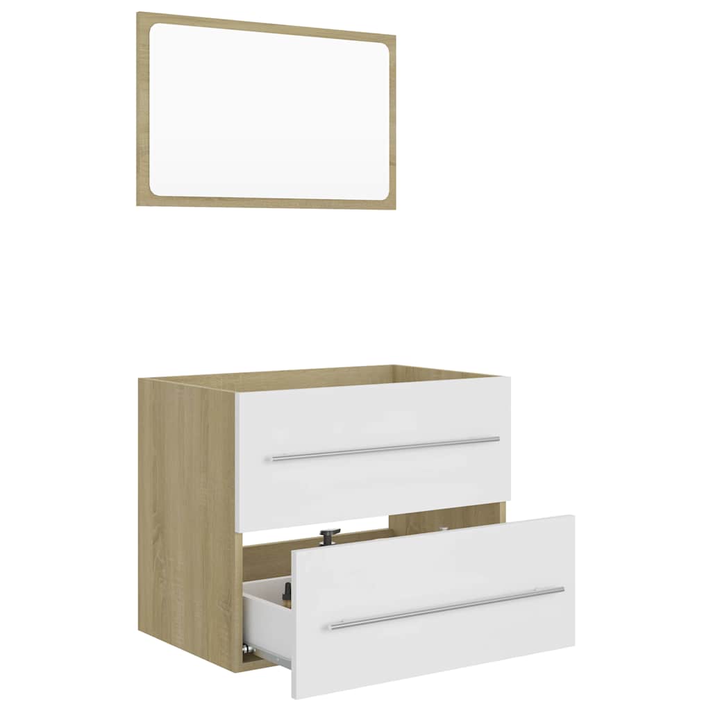 2-tlg. Badmöbel-Set Weiß Holzwerkstoff