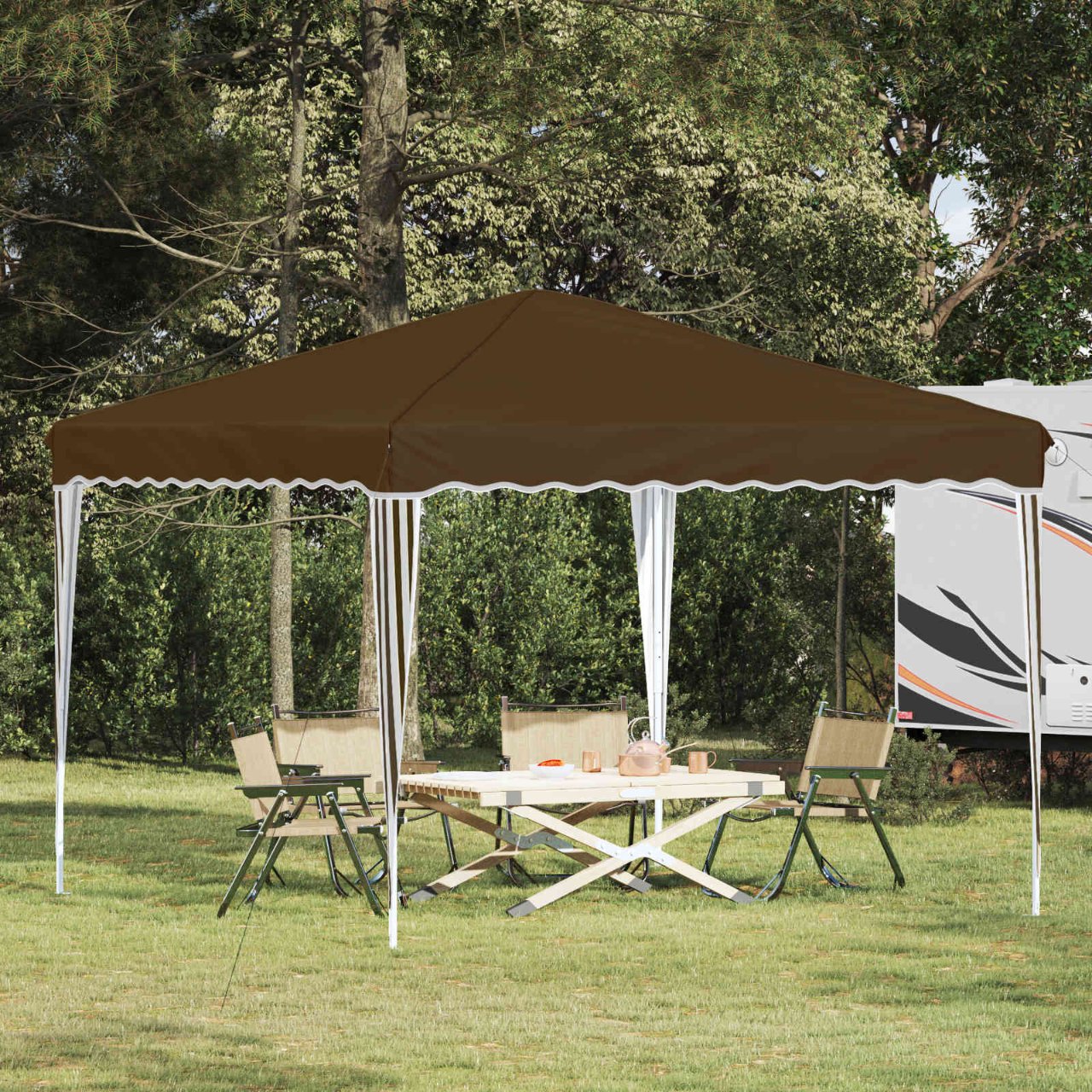 Pop-up Partyzelt 288 x 288 x 245 cm Creme Oxford-Stoff
