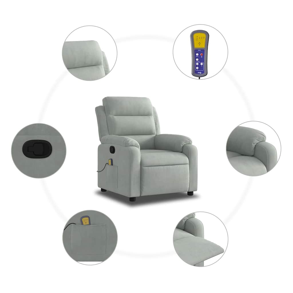 Relaxsessel Elektrisch Hellgrau Samt