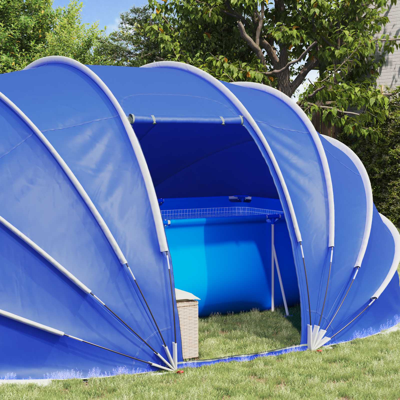 Poolzelt Kuppel 538 x 440 x 204 cm Azure Blau