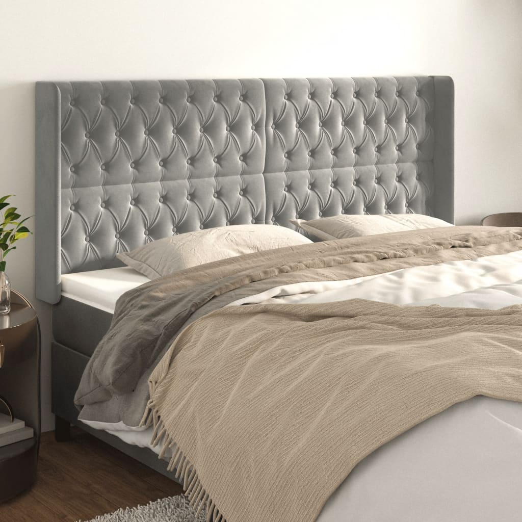 Kopfteil mit Ohren Dunkelblau 93x16x78/88 cm Samt