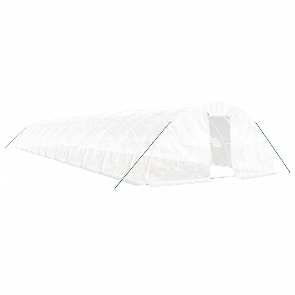 Gewächshaus mit Stahlrahmen Weiß 40 m² 8x5x2,3 m