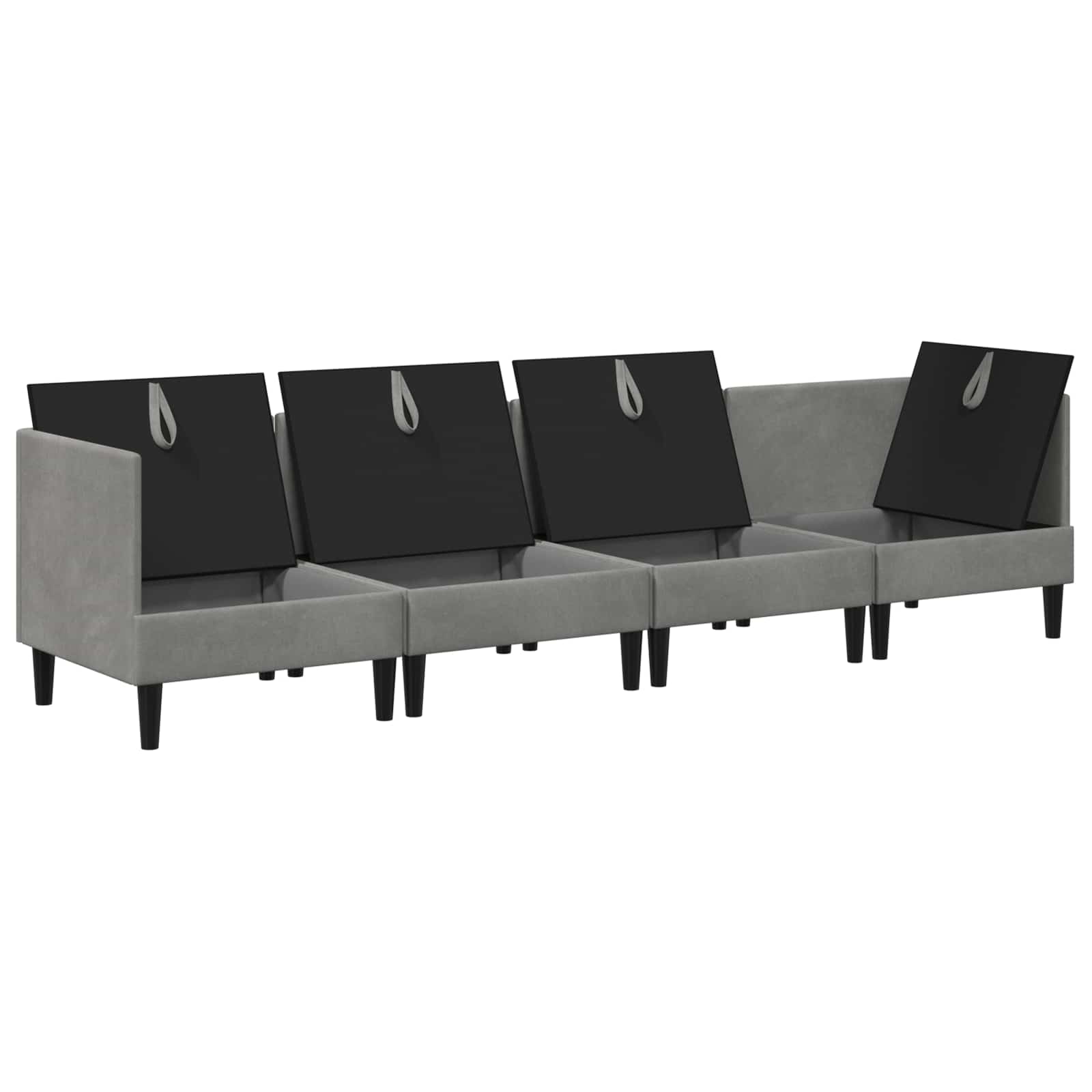 Wohnzimmergarnitur mit Kissen mit Speicher 3 pcs Hellgrau Samt