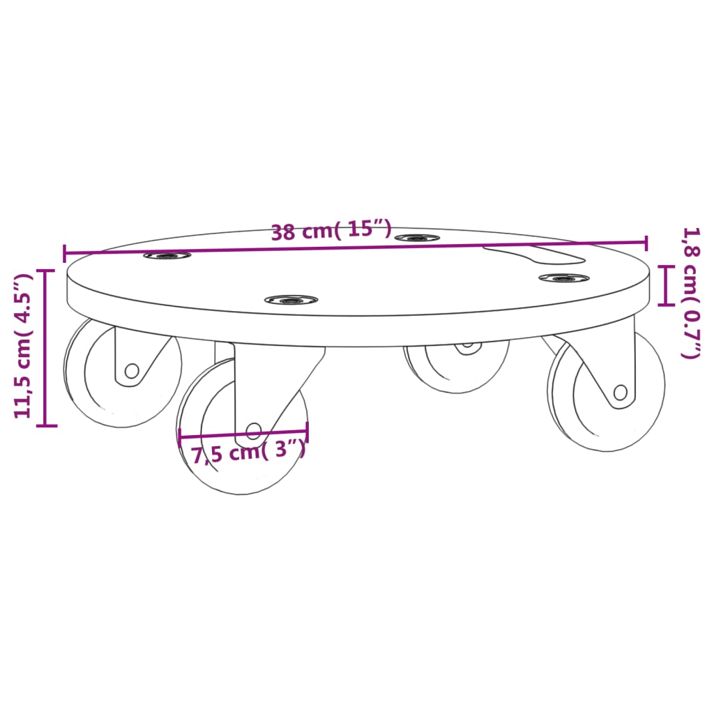 Transportroller 2 Stk. Rechteckig 60x40x11,5 cm 250 kg