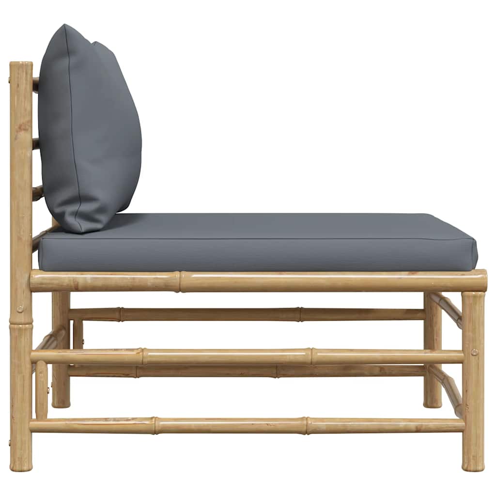 3-tlg. Garten-Lounge-Set mit Kissen Bambus