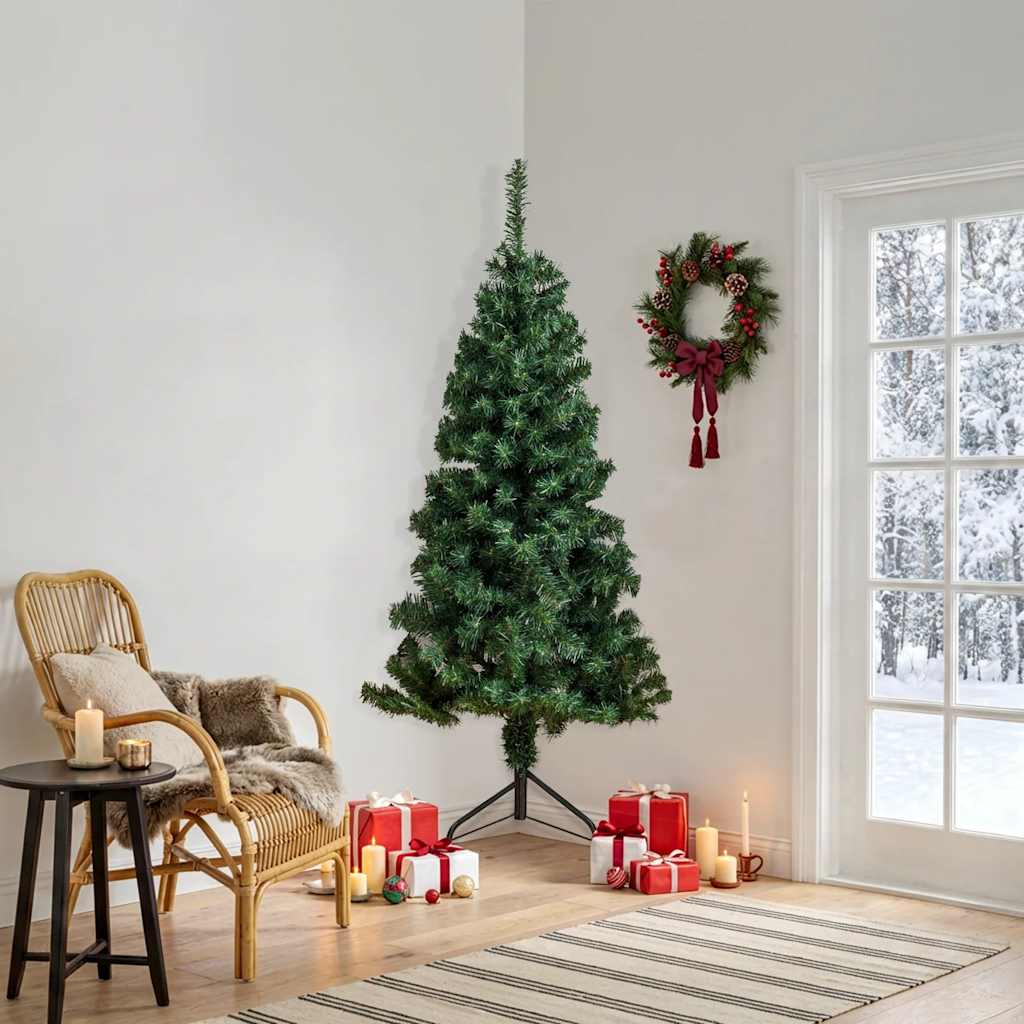 Künstlicher Eck-Weihnachtsbaum Grün 120 cm PVC