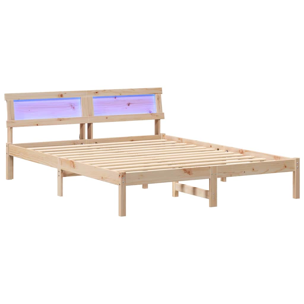 Bettgestell mit Kopfteil Braun 200 x 200 cm Massivholz Kiefer