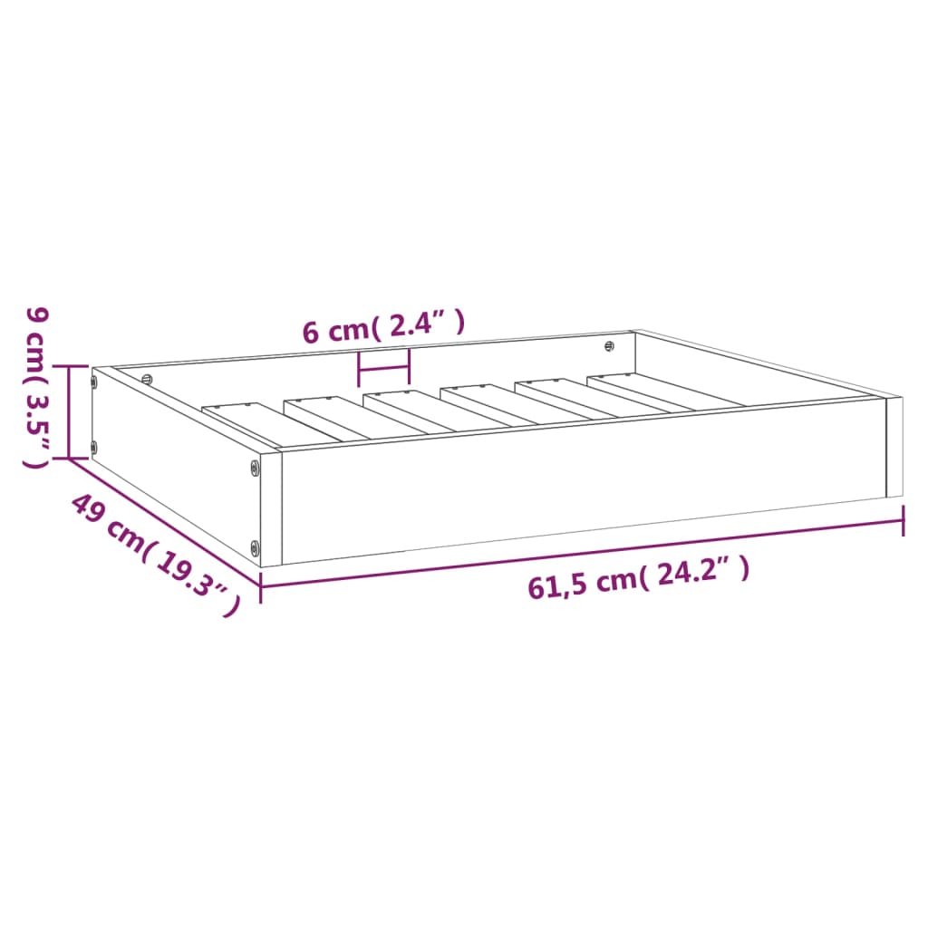 Hundebett 51,5x44x9 cm Massivholz Kiefer