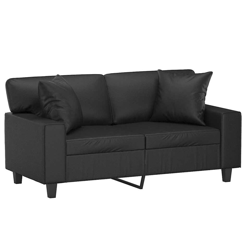 2-Sitzer-Sofa mit Zierkissen Creme 120 cm Kunstleder