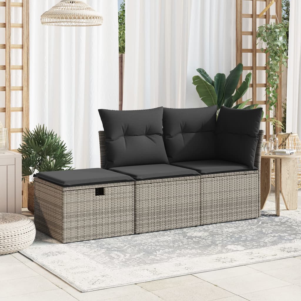 Gartenhocker mit Kissen Schwarz 55x55x37 cm Poly Rattan