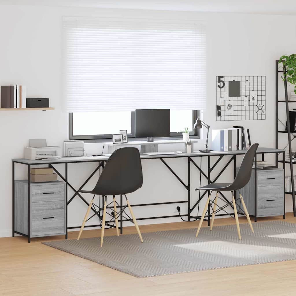 Schreibtisch mit Regal Schwarz Eichen-Optik 182 x 101 x 87,5 cm