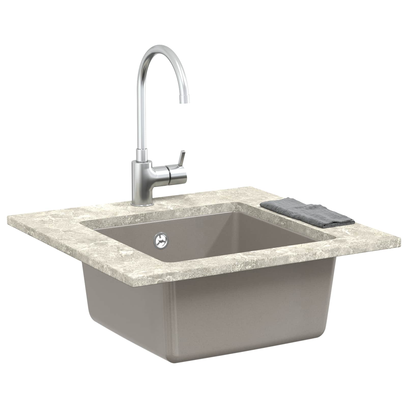 Waschbecken Schwarz 370 x 460 mm 80% Quarz und 20% Harz