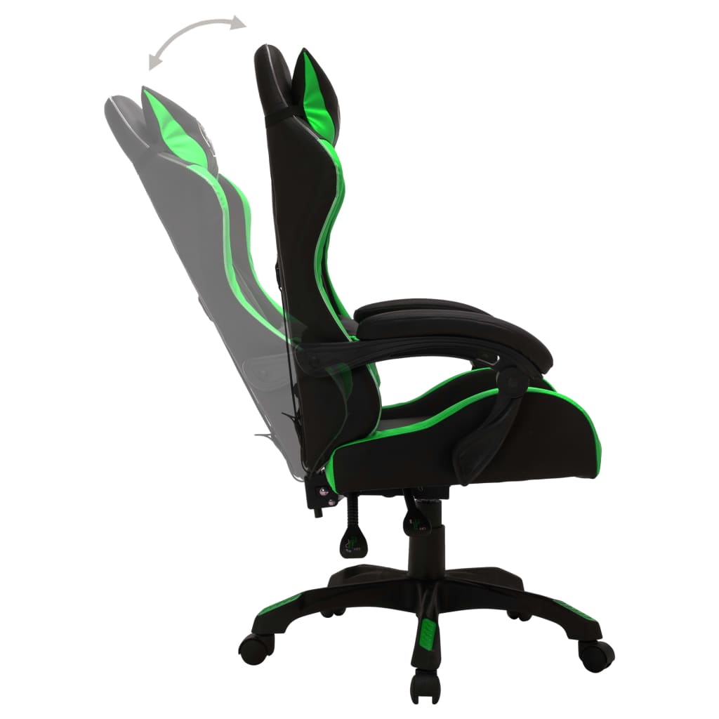 Gaming-Stuhl mit RGB LED-Leuchten Blau und Schwarz Kunstleder