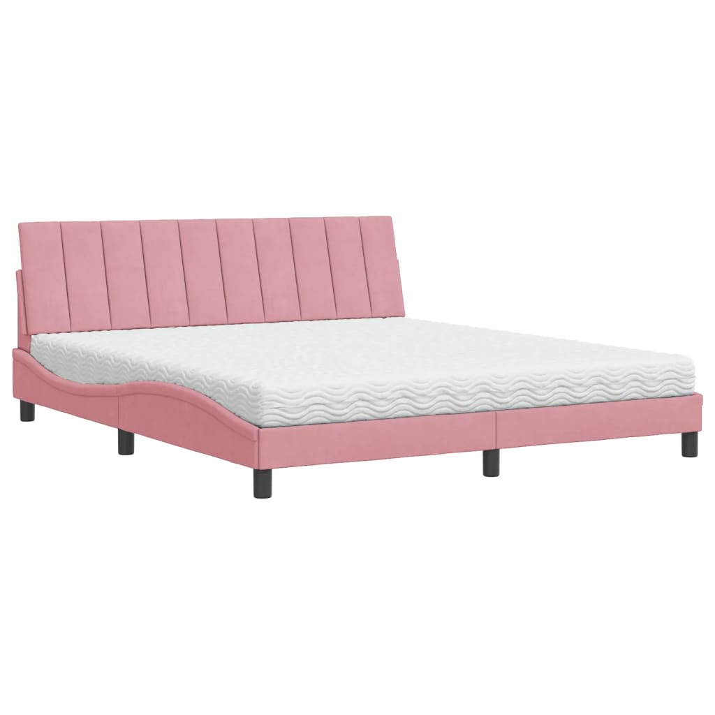 Bett mit Matratze "Hanko" Hellgrau 80x200 cm Samt