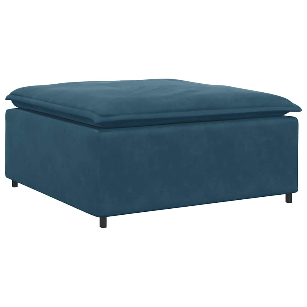 Modulares Sofa mit Fußhocker Kissen Samt Blau