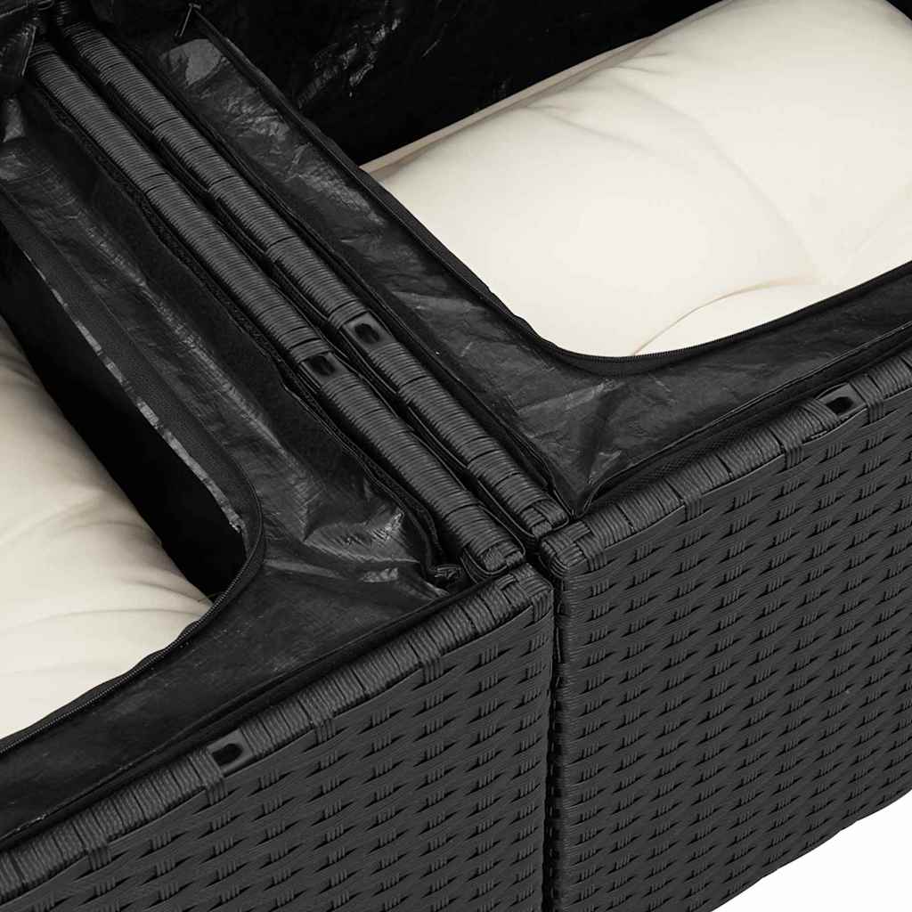 Garten Essgruppe mit Kissen 6 pcs Schwarz und Creme