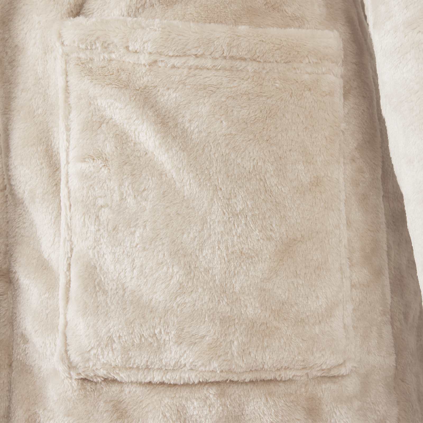 Bademantel ohne Kapuze Beige S Flanell