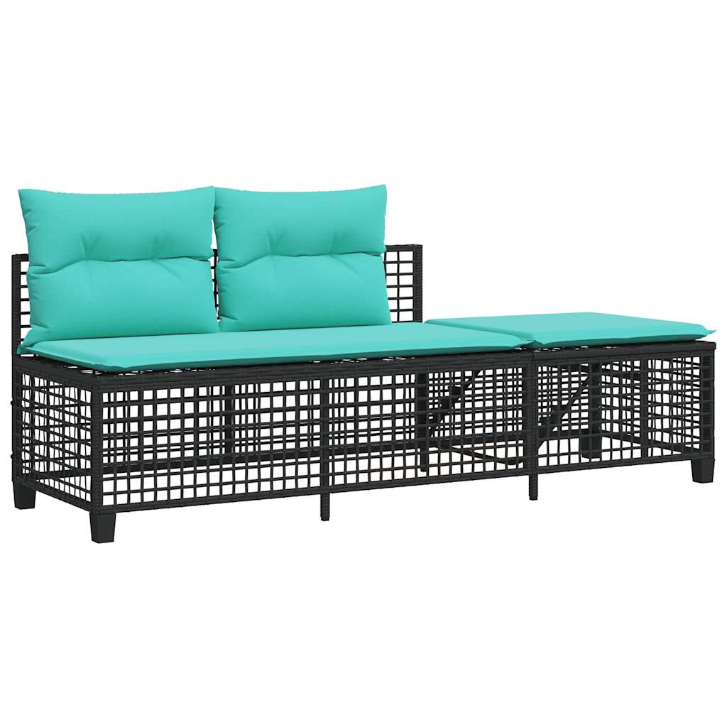 3-teiliges Ecksofa-Set für den Garten mit Kissen, grau, Polyrattan