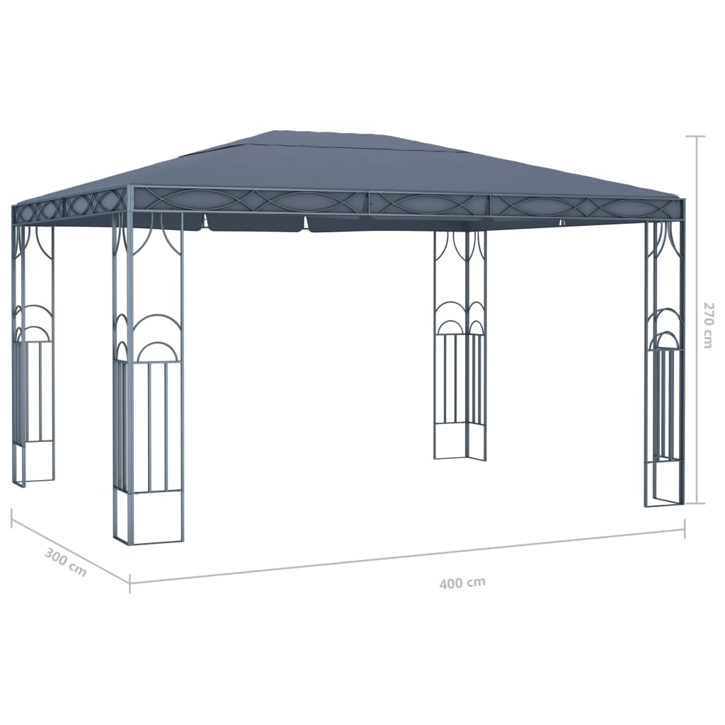 Pavillon mit LED-Lichterkette 300x300 cm Cremeweiß