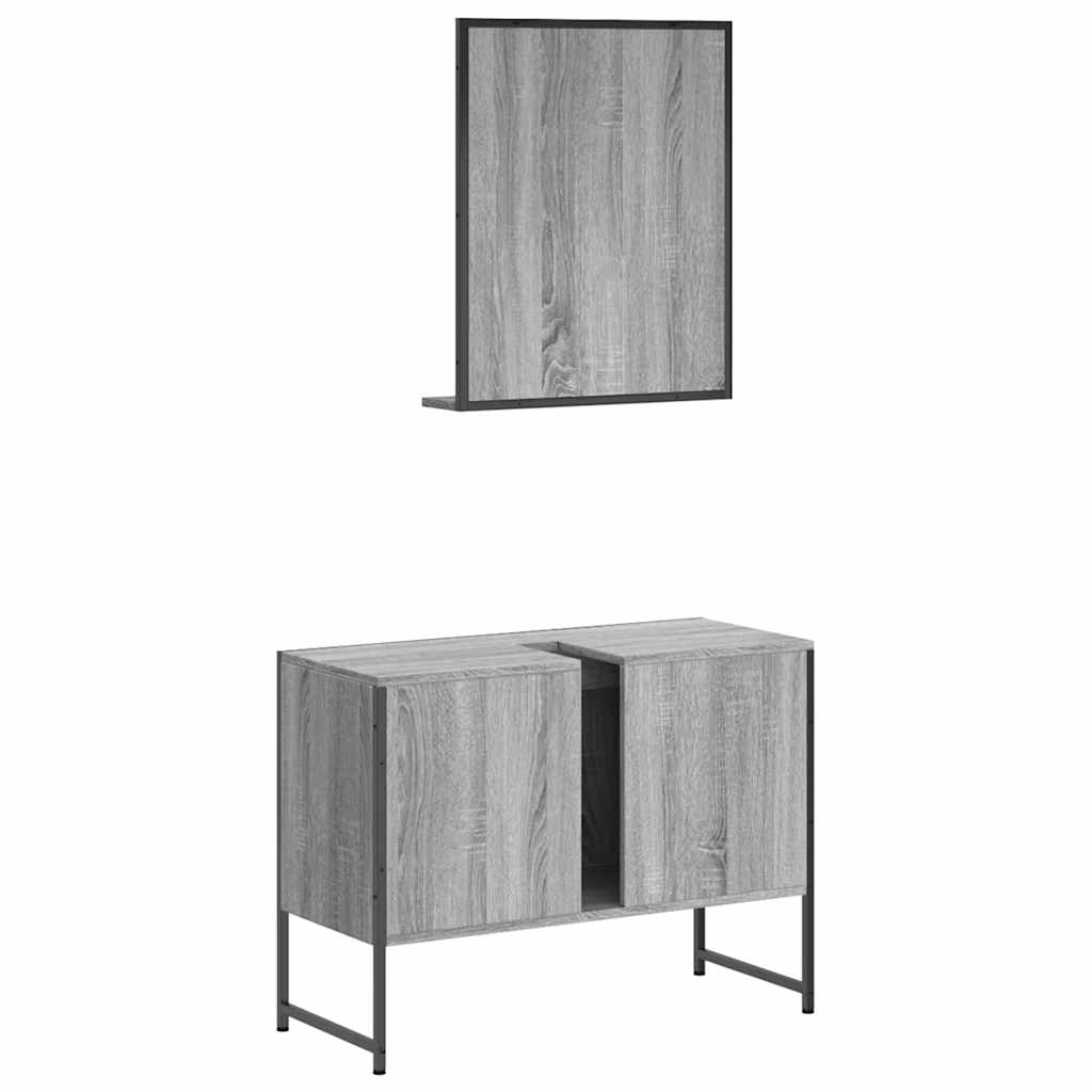 2-tlg. Badmöbel-Set Räuchereiche Holzwerkstoff