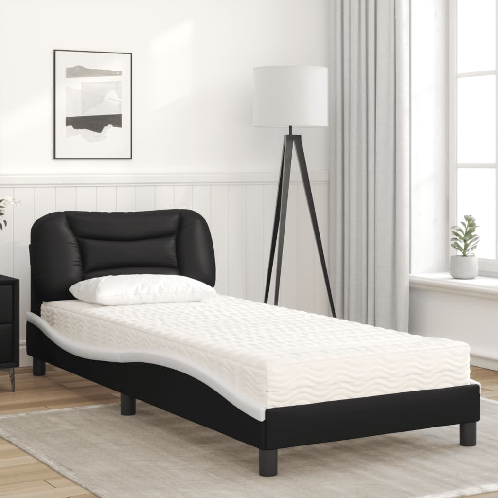 Bett mit Matratze "Hvar" Schwarz 80x200 cm Kunstleder