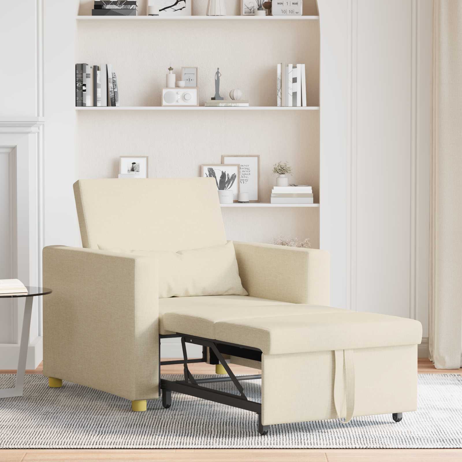 Ausziehbare Schlafcouch Einzel Hellgrau 90 x 165 x 87 cm Stoff