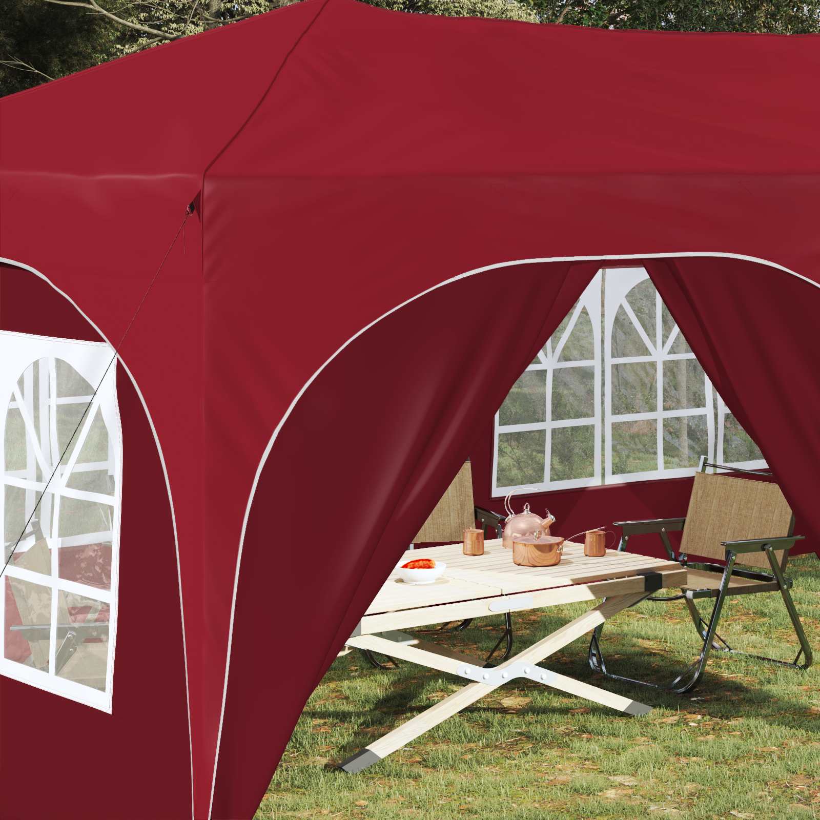 Pop-up Partyzelt 575 x 288 x 245 cm Creme Oxford-Stoff