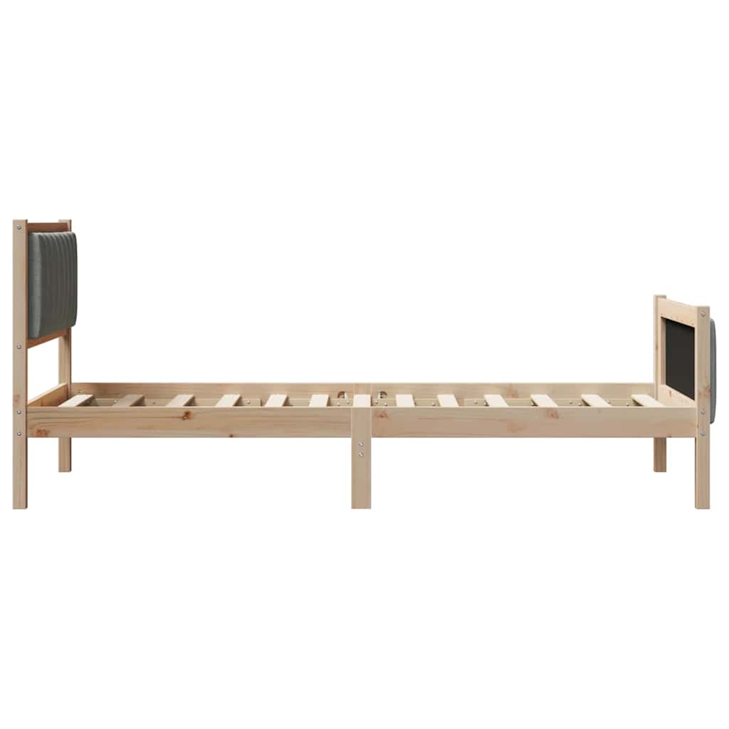 Bettgestell Braun und hellgrau 200 x 200 cm Massivholz Kiefer