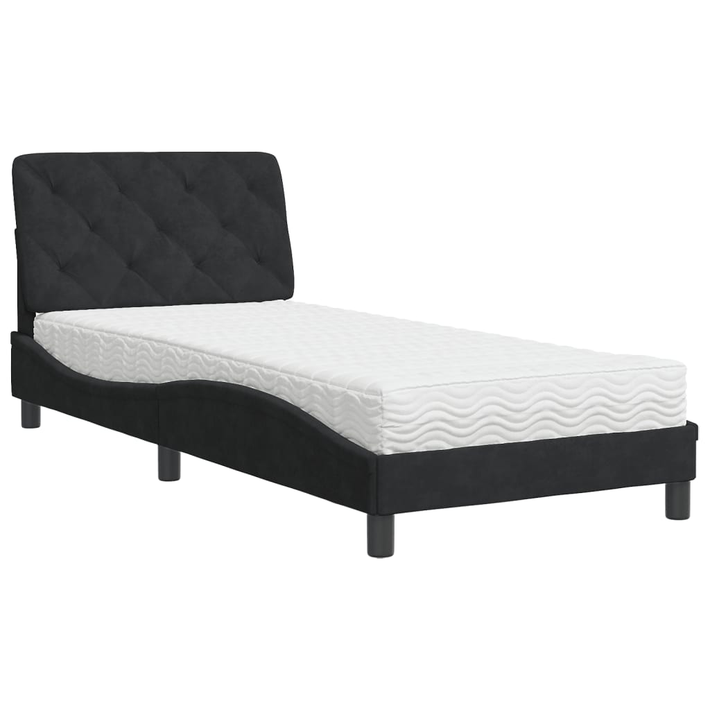 Bett mit Matratze Hellgrau 80x200 cm Samt