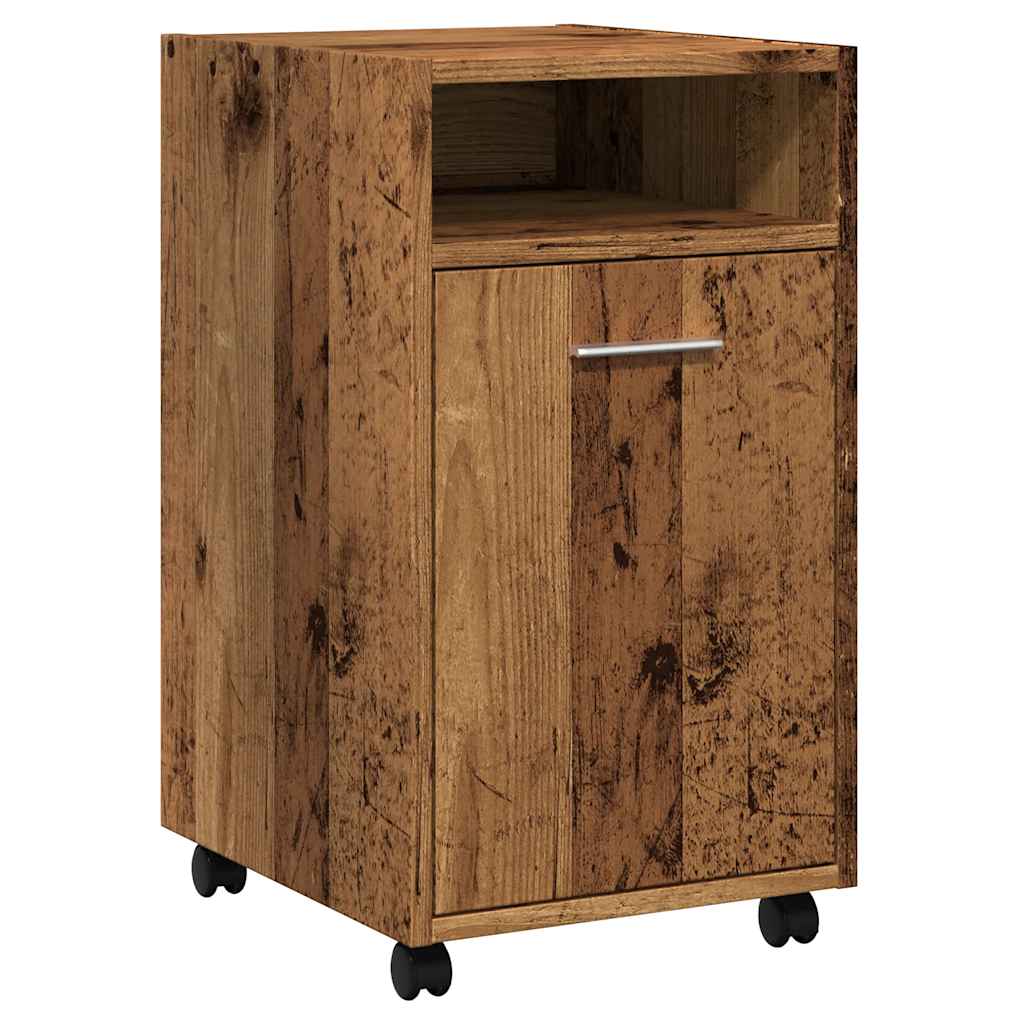 Beistellschrank mit Rollen Weiß 33x38x60 cm Holzwerkstoff