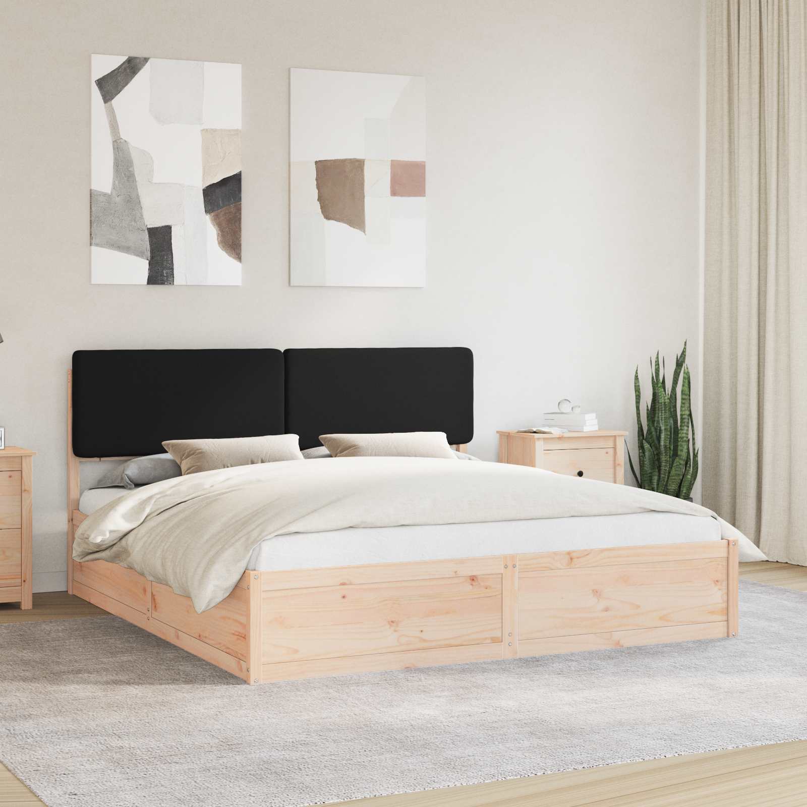 Bettgestell mit gepolstertem Kopfteil Hellgrau 200 x 200 cm